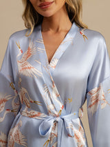 [Light Blue] SilkSilky-CA 3/4 Sleeve Women's Robe 005