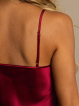 [Wine] SilkSilky-CA Spaghetti Strap V Neck Nightgown 004
