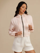 [Pink] SilkSilky-CA 18Momme Silk Satin Surah Long Sleeve High Neck Women's Outerwear 004