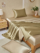 [Beige+Khaki] SilkSilky-CA 22Momme Bedding Set 001