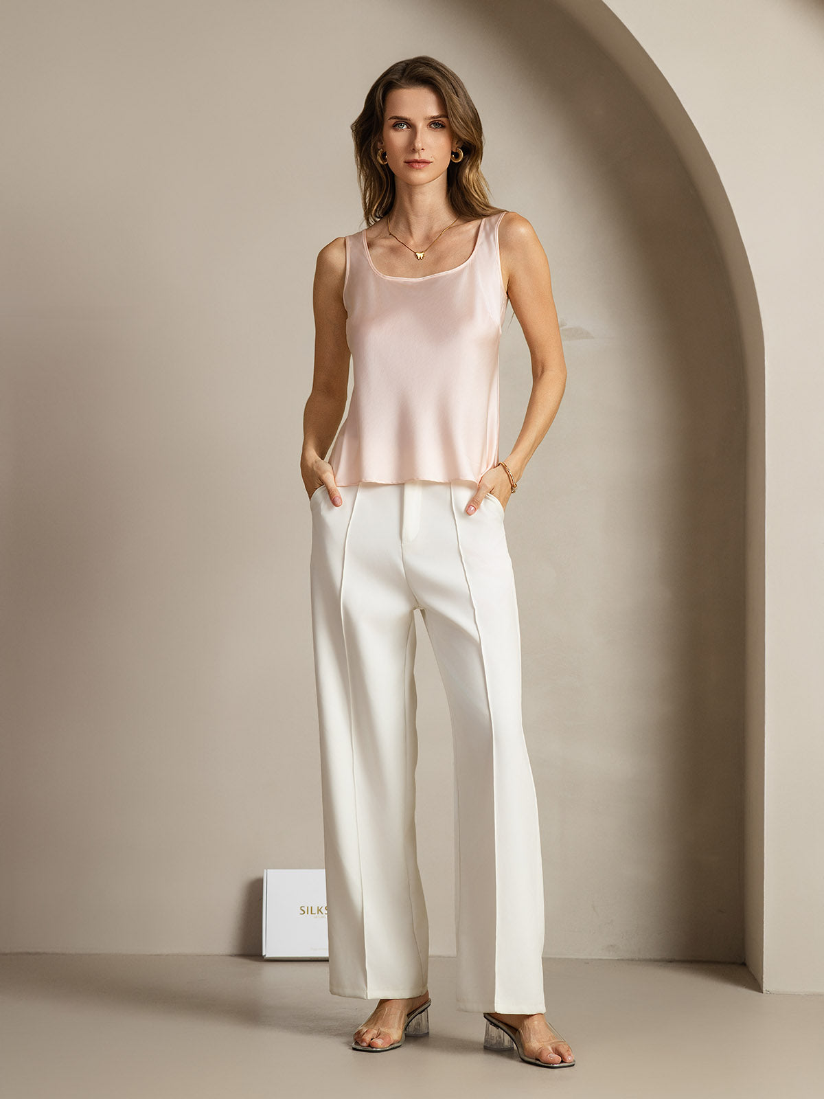 [Pink] SilkSilky-CA 19Momme Silk U Neck Camisole 004