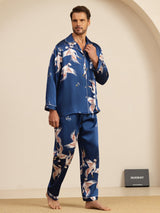 [Dark Blue] SilkSilky-CA Long Sleeve Lapel Collar Men's Pajamas 004