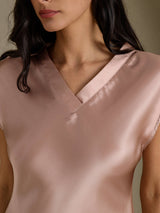 [Tuscany] SilkSilky-CA Cap Sleeve V Neck Nightgown 004