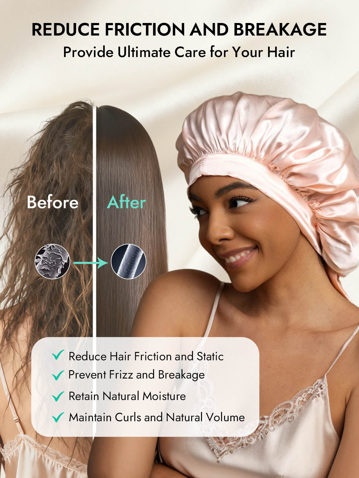 [Light Pink] SilkSilky-CA Pure Silk Sleep Cap 003