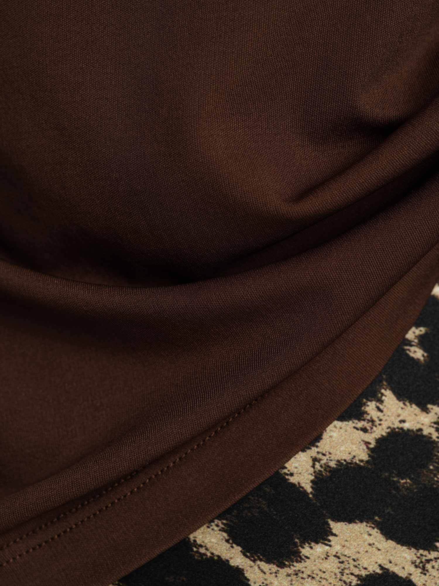 [Coffee] SilkSilky-CA Pure Silk V Neck Women's T-Shirt 005