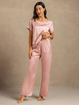 [Peach Skin] SilkSilky-CA 19Momme Machine-Washable Silk Short Sleeve Women's Pajamas 006