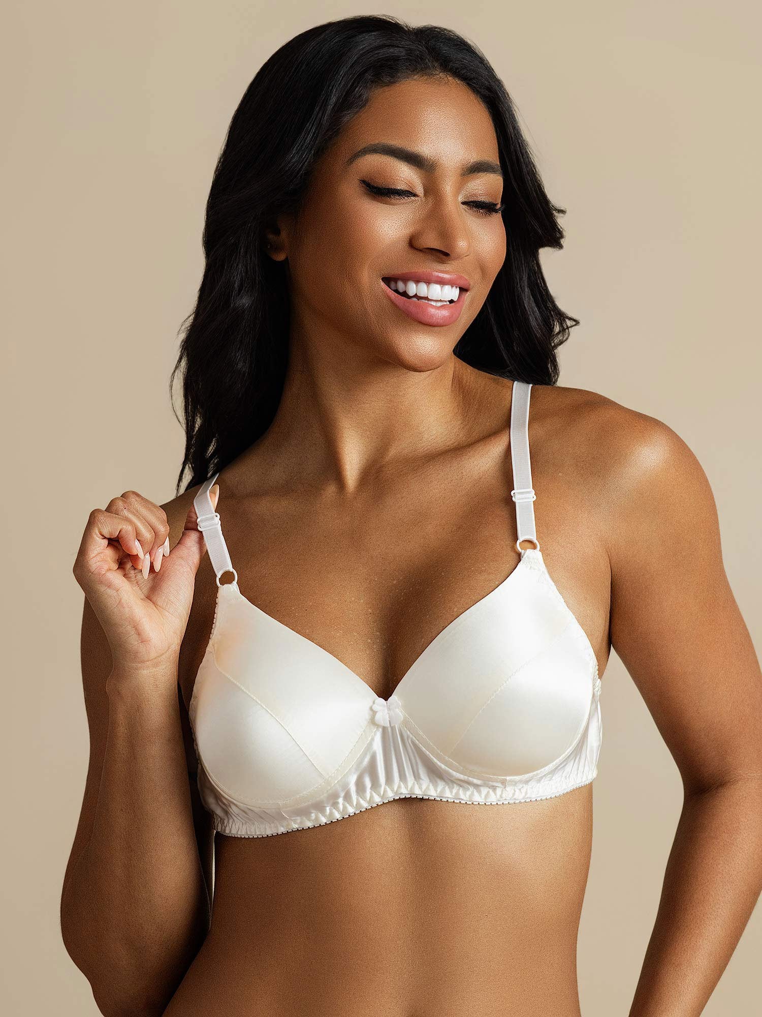 [White] SilkSilky-CA Pure Silk Bra 001,