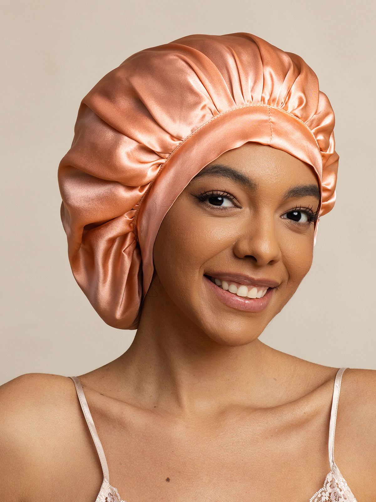 [Coral Pink] SilkSilky-CA Pure Silk Sleep Cap 004