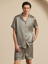 [Grayish Green] SilkSilky-CA Short Sleeve Notch Collar Men's Pajamas 005