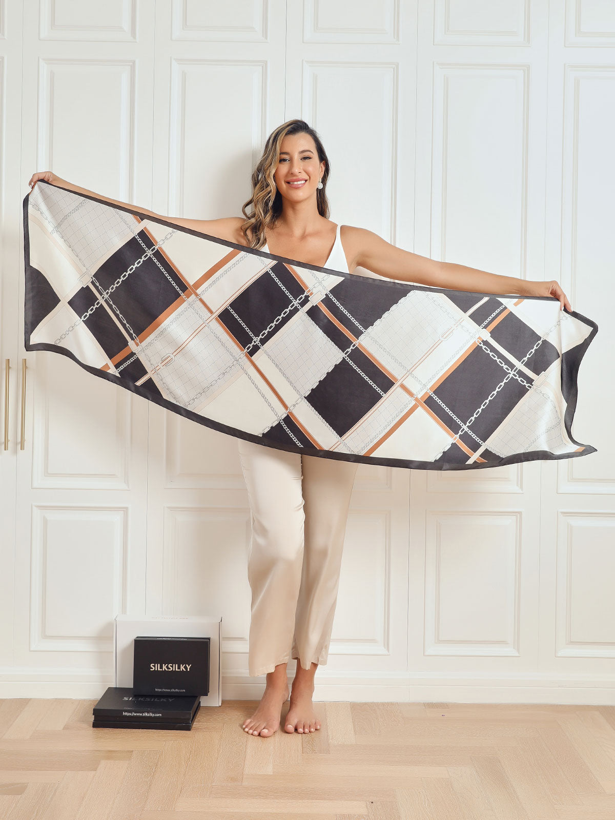 [P021] SilkSilky-CA Pure Silk Scarf 006,