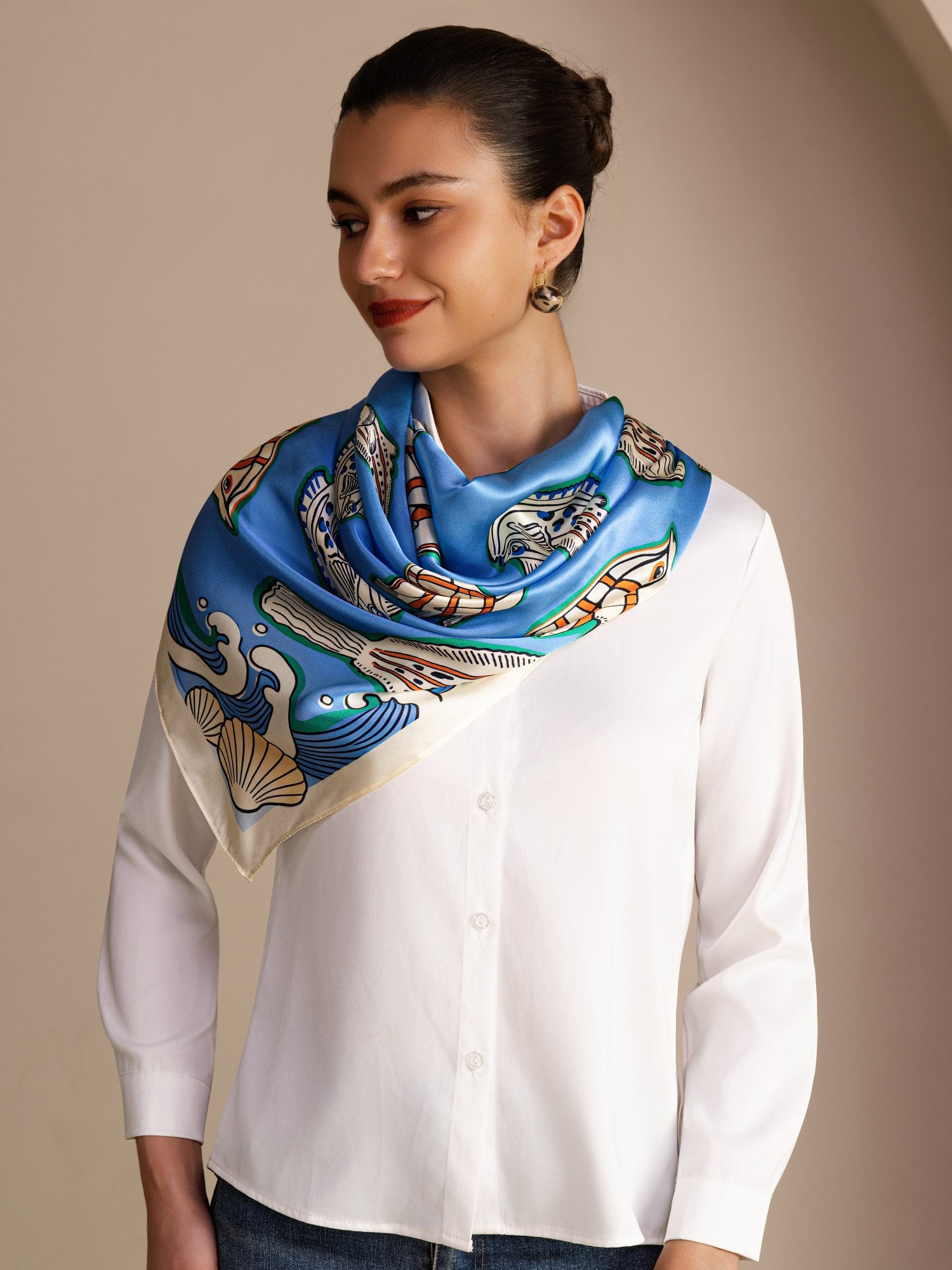 [Blue Fish] SilkSilky-CA Scarf 002