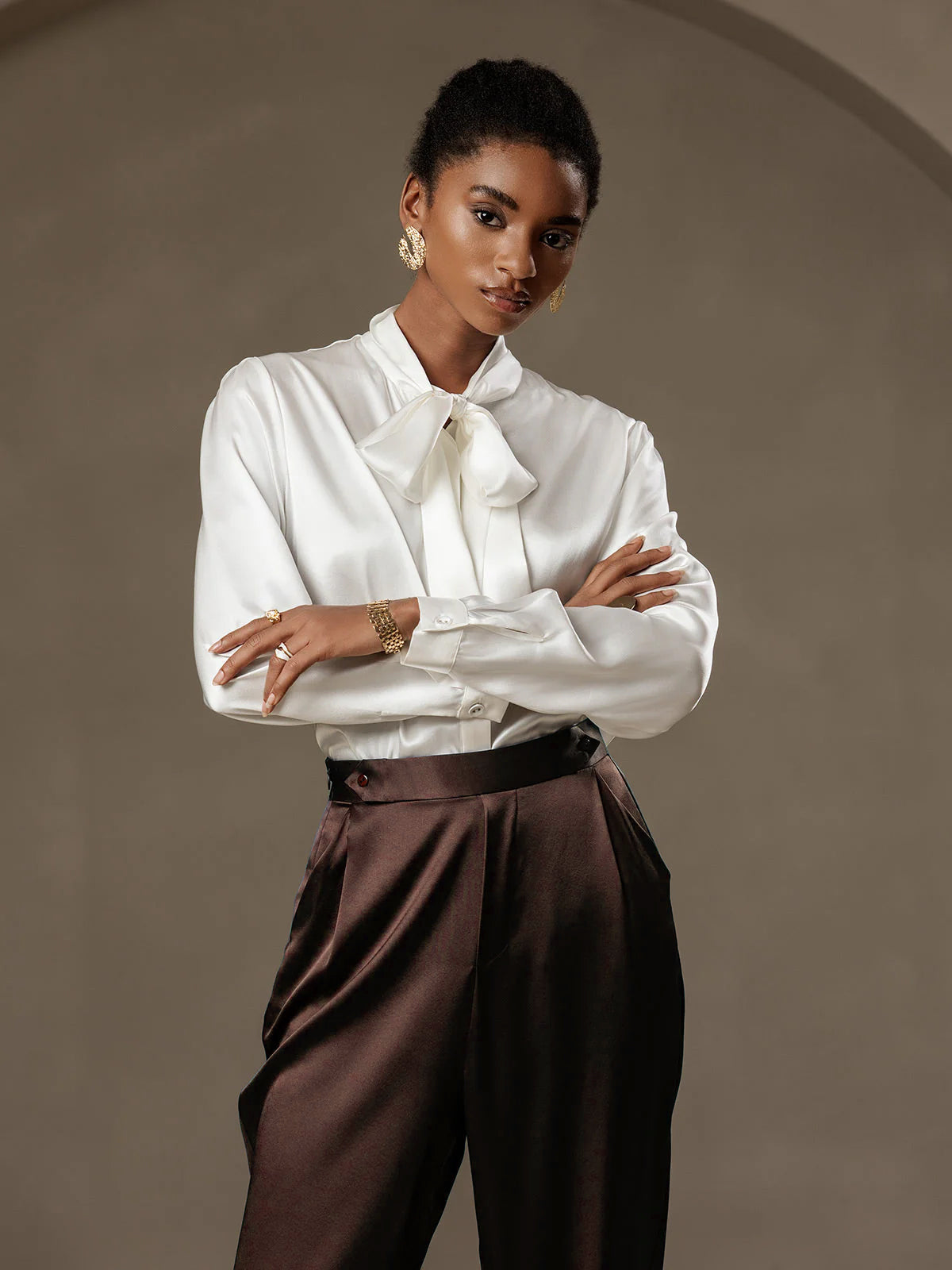 [Bitter Chocolate] SilkSilky-CA 19Momme Silk Womens Pants 004