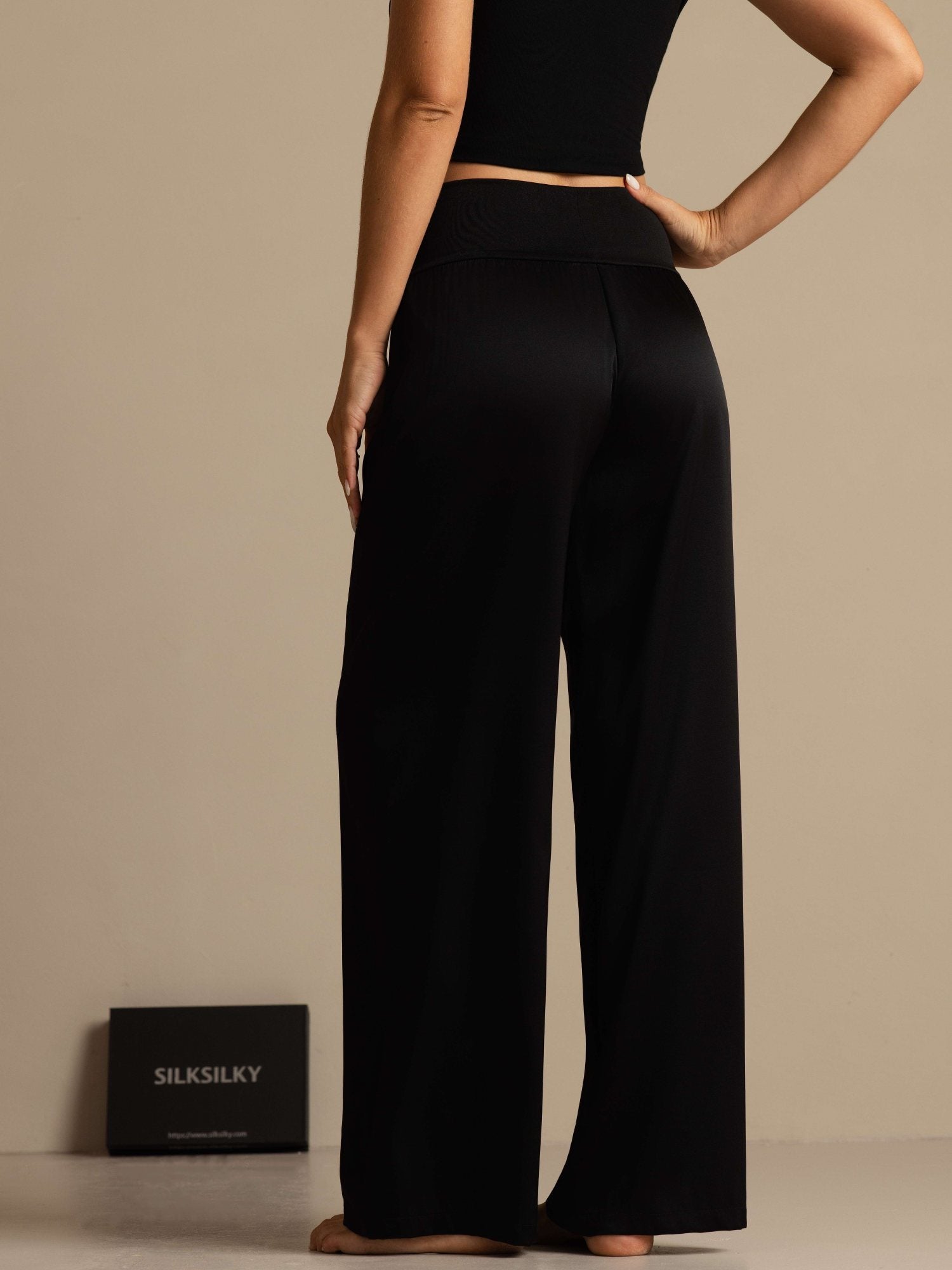 [Black] SilkSilky-CA 19Momme Silk Womens Pants 002