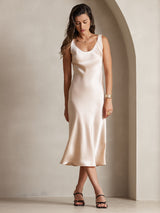 [Champagne] SilkSilky-CA Sleeveless Scoop Neck Dress 005