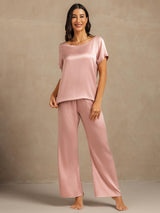 [Peach Skin] SilkSilky-CA 19Momme Machine-Washable Silk Short Sleeve Women's Pajamas 007