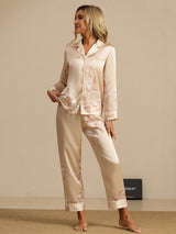 [Champagne] SilkSilky-CA Long Sleeve Lapel Collar Women's Pajamas 001