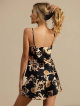[Black Dragon] SilkSilky-CA Spaghetti Strap V Neck Camisole Set 002