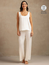 [White] SilkSilky-CA 19Momme Machine-Washable Silk Sleeveless Scoop Neck Women's Pajamas 001