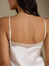 [White] SilkSilky-CA Spaghetti Strap Sweetheart Neck Nightgown 005