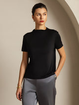 [Black] SilkSilky-CA Short Sleeve Women's T-Shirt 008