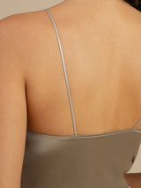 [Khaki] SilkSilky-CA Spaghetti Strap V Neck Camisole 005