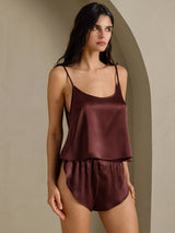 [Brown] SilkSilky-CA Spaghetti Strap Camisole Set 001