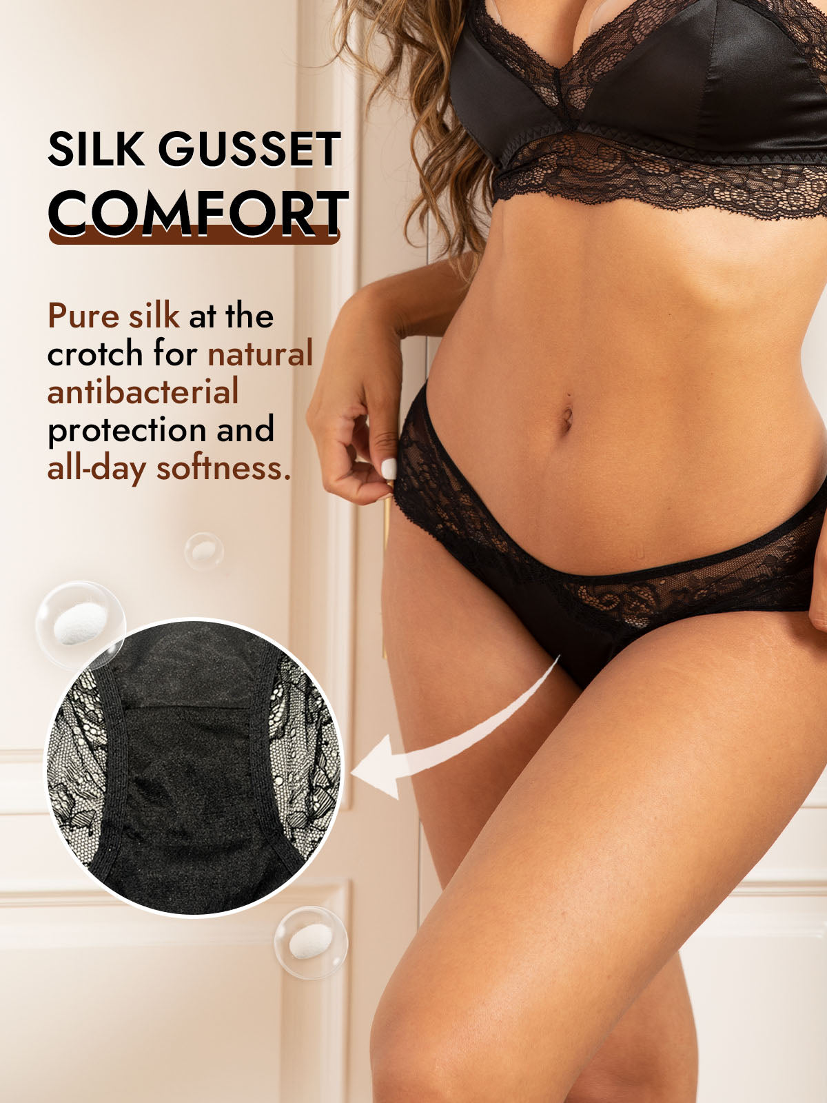 [Black] SilkSilky-CA 100% Silk Jersey Panty 004