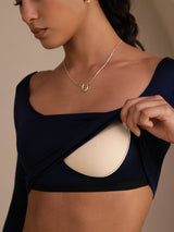 [Dark Blue] SilkSilky-CA Long Sleeve U Neck Women's T-Shirt 005