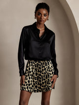 [Black] SilkSilky-CA Long Sleeve Lapel Collar Women's Shirt 004