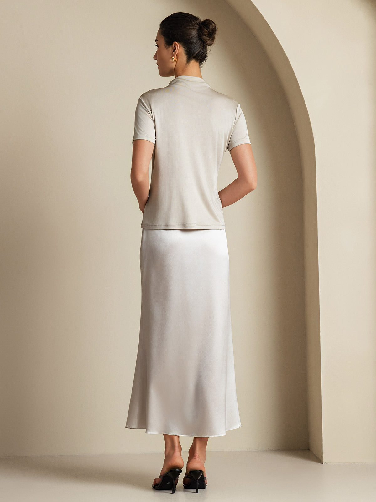 [Light Gray] SilkSilky-CA 19Momme Silk Skirt 008
