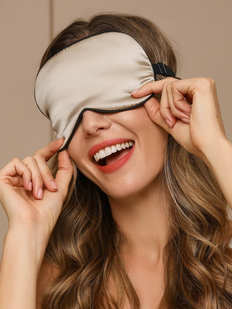 [Beige] SilkSilky-CA 19Momme Pure Silk Eye Mask 001