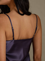 [Purple Gray] SilkSilky-CA Spaghetti Strap V Neck Nightgown 005