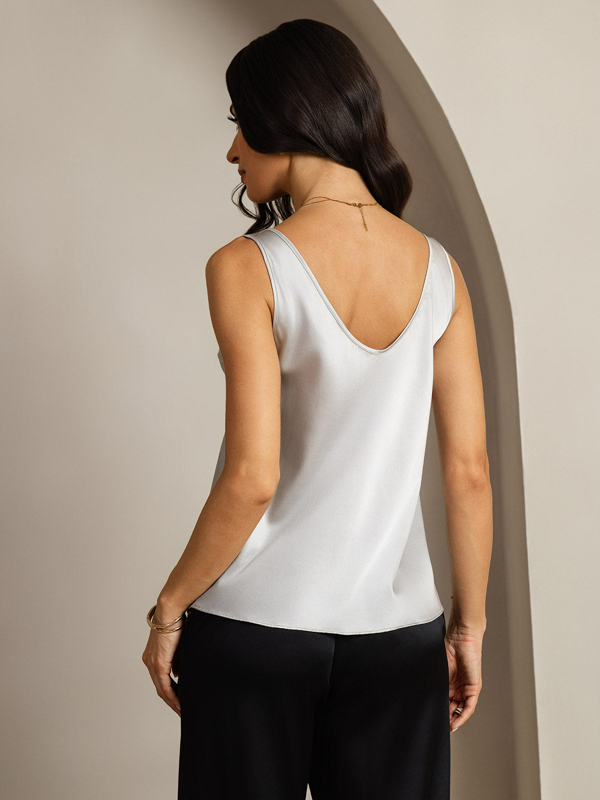 [Silver] SilkSilky-CA 19Momme Silk V Neck Camisole 002