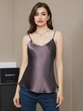 SilkSilky-CA Pure Silk Sleeveless V Neck Camisole PurpleGray 005