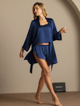 [Dark Blue] SilkSilky-CA 3/4 Sleeve Scoop Neck Women's Pajamas 006