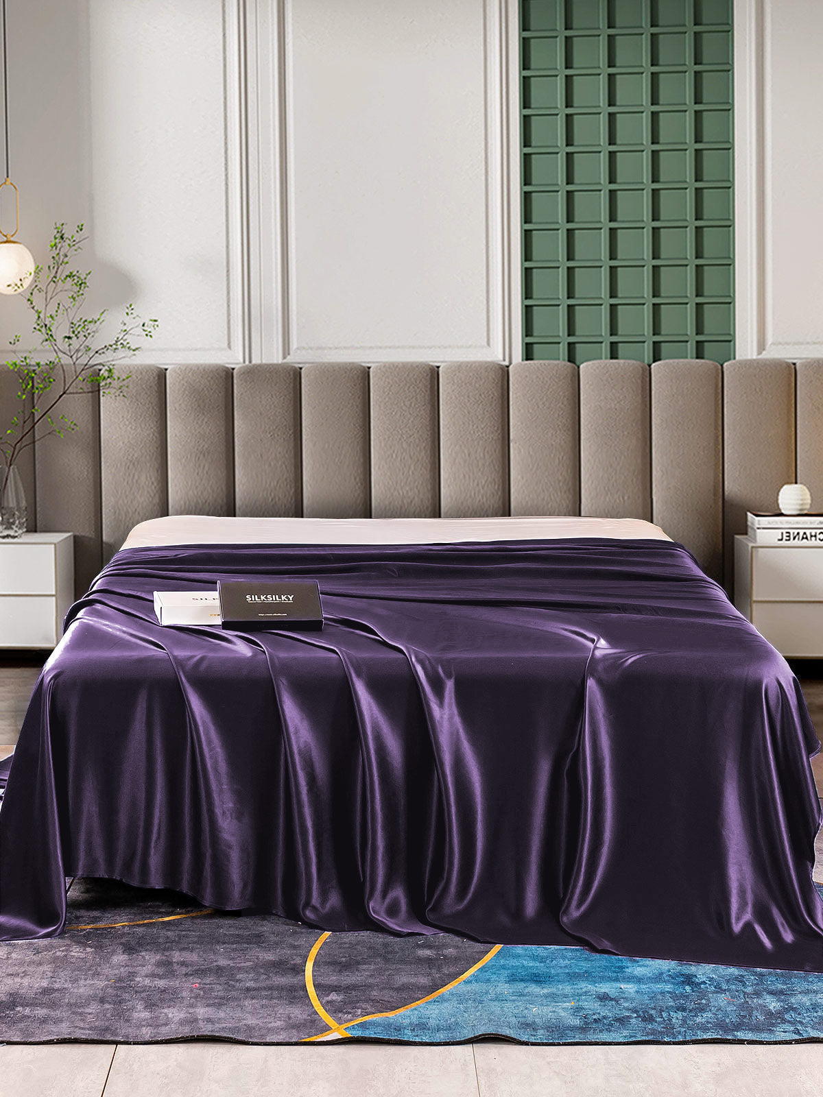 [Deep Purple] SilkSilky-CA 22Momme Pure Silk Sheet 001,