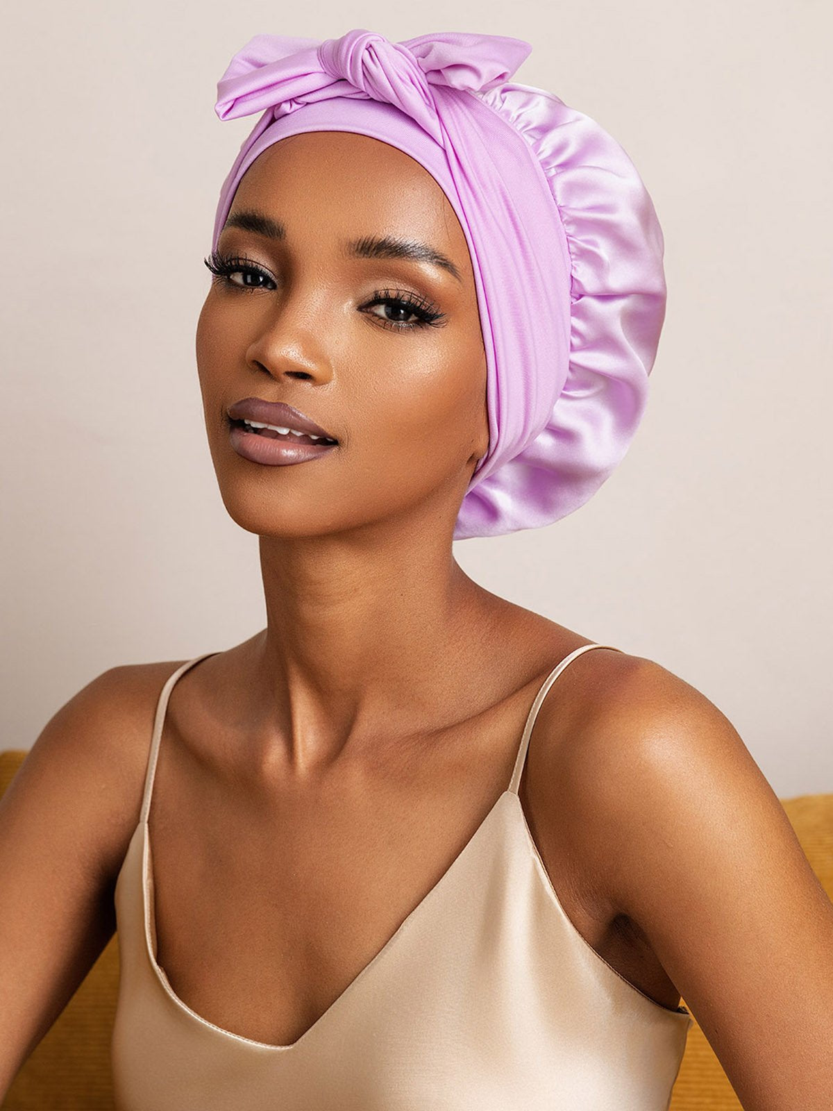 SilkSilky-CA Pure Silk Sleep Cap Lavender 007