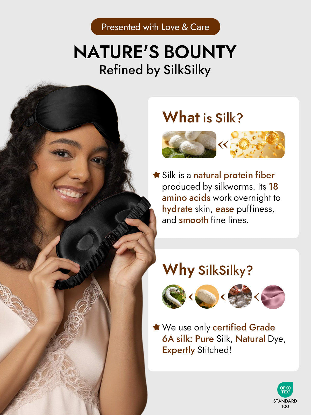 [Black] SilkSilky-CA Pure Silk Eye Mask 006