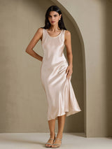 [Beige] SilkSilky-CA Sleeveless Dress 003