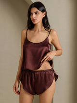 [Brown] SilkSilky-CA Spaghetti Strap Camisole Set 008