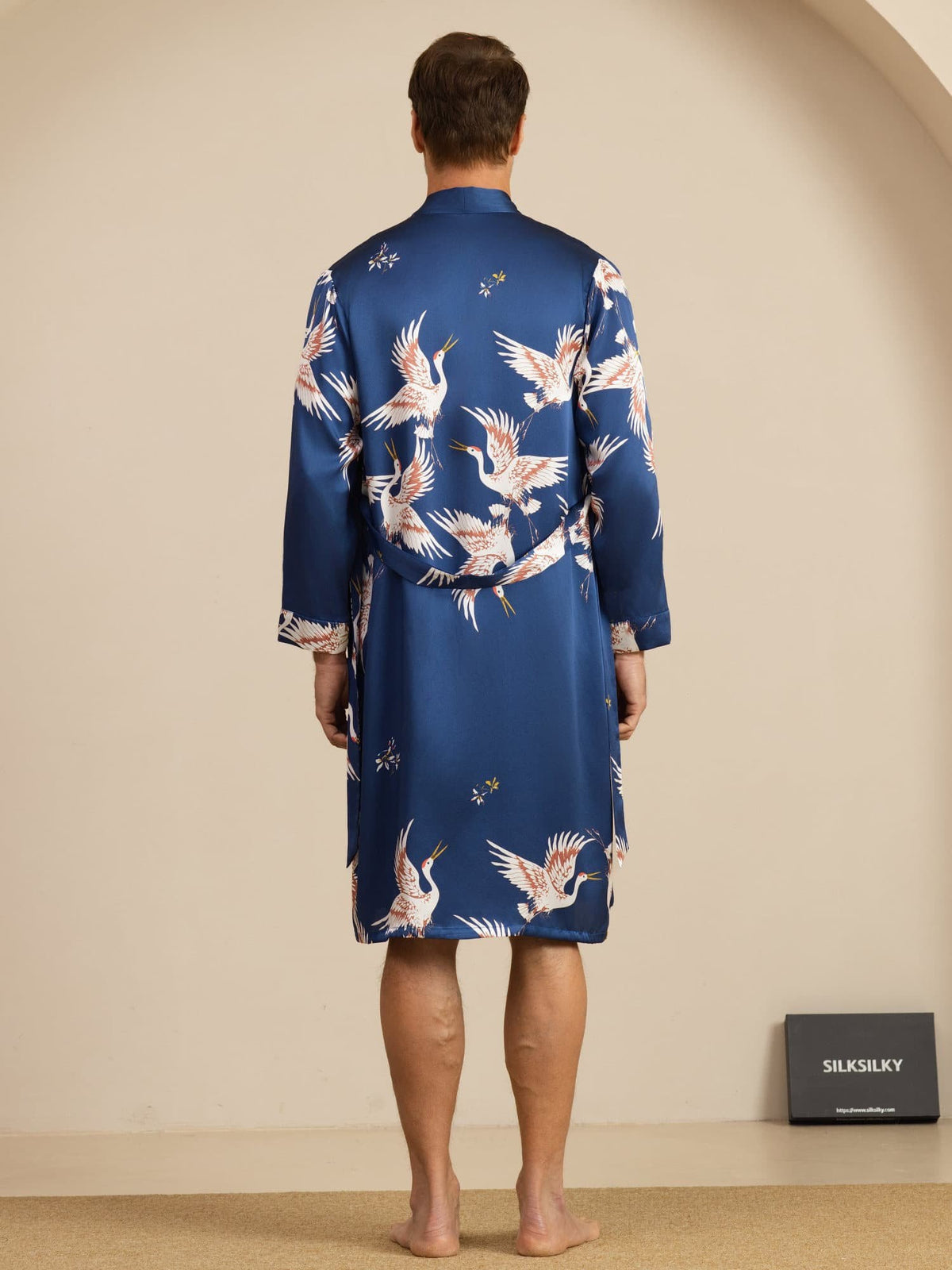 [Dark Blue] SilkSilky-CA 19Momme Long Sleeve Mens Pajamas 002