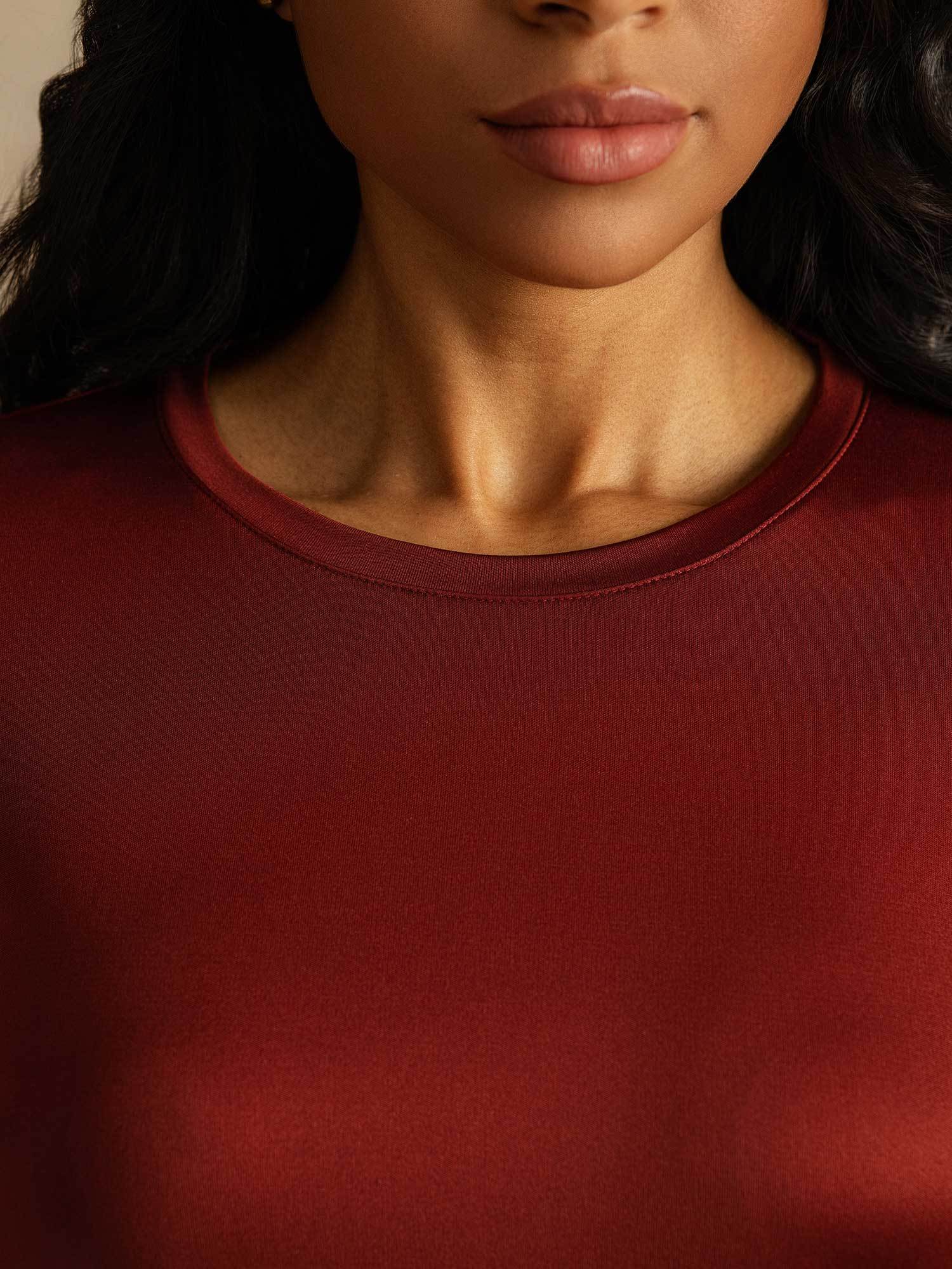 [Fired Brick] SilkSilky-CA Pure Silk Womens T-Shirt 004,