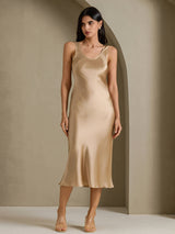[Champagne Gold] SilkSilky-CA Sleeveless Dress 001