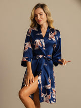 [Dark Blue] SilkSilky-CA 3/4 Sleeve Women's Robe 003