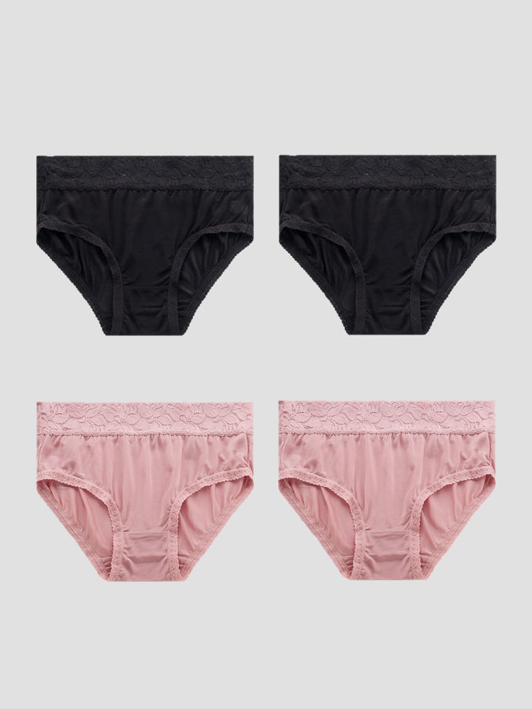SilkSilky-CA Silk Knitted Panty Black+Pink 002