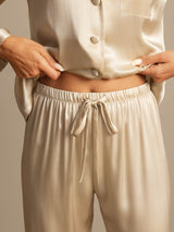 [Champagne] SilkSilky-CA Long Sleeve Lapel Collar Women's Pajamas 007