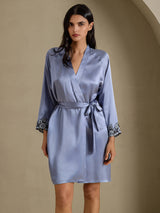 [Steel Blue] SilkSilky-CA 3/4 Sleeve Women's Robe 003