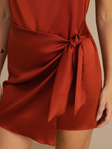 [Caramel] SilkSilky-CA Sleeveless Cowl Neck Dress 005