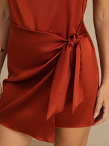 [Caramel] SilkSilky-CA Sleeveless Cowl Neck Dress 005