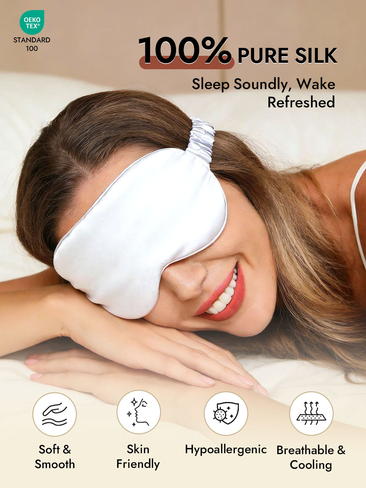 [White] SilkSilky-CA 19Momme Pure Silk Eye Mask 002
